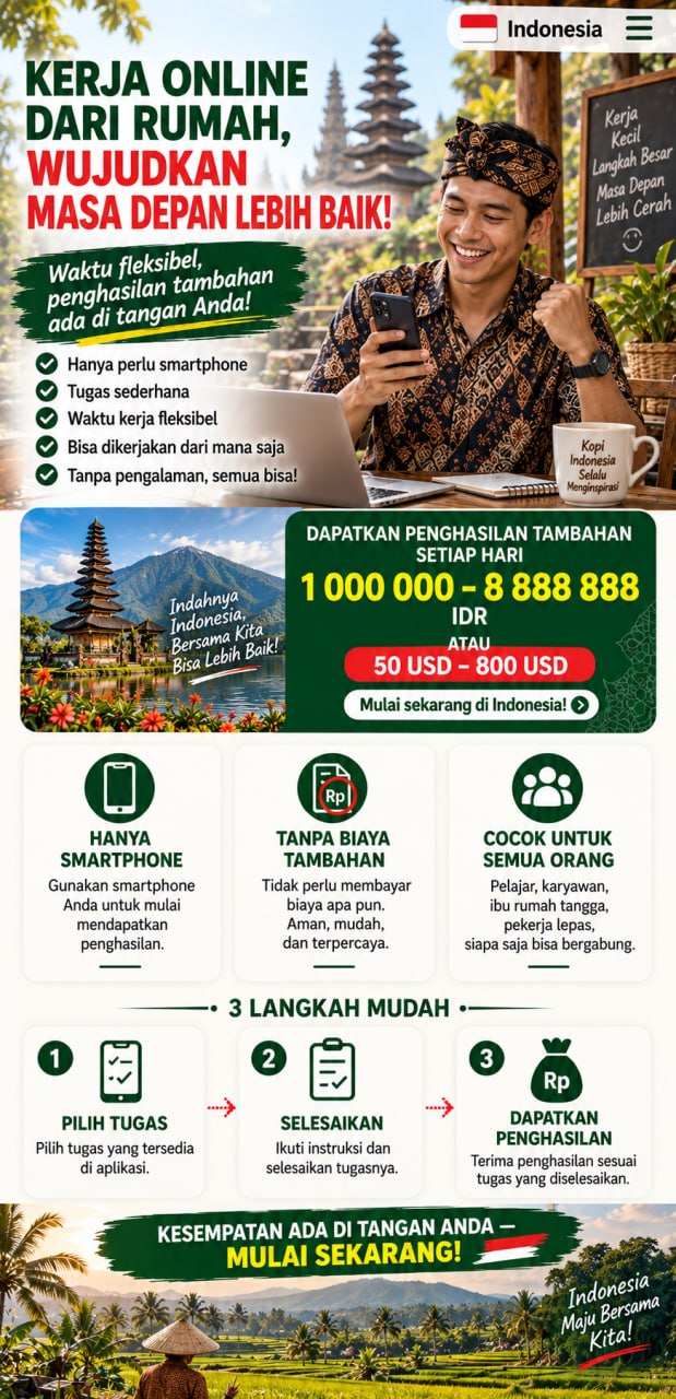 Kerja online dari rumah Indonesia